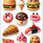 Food Art & Mini Characters - Sticker Sheet v8
